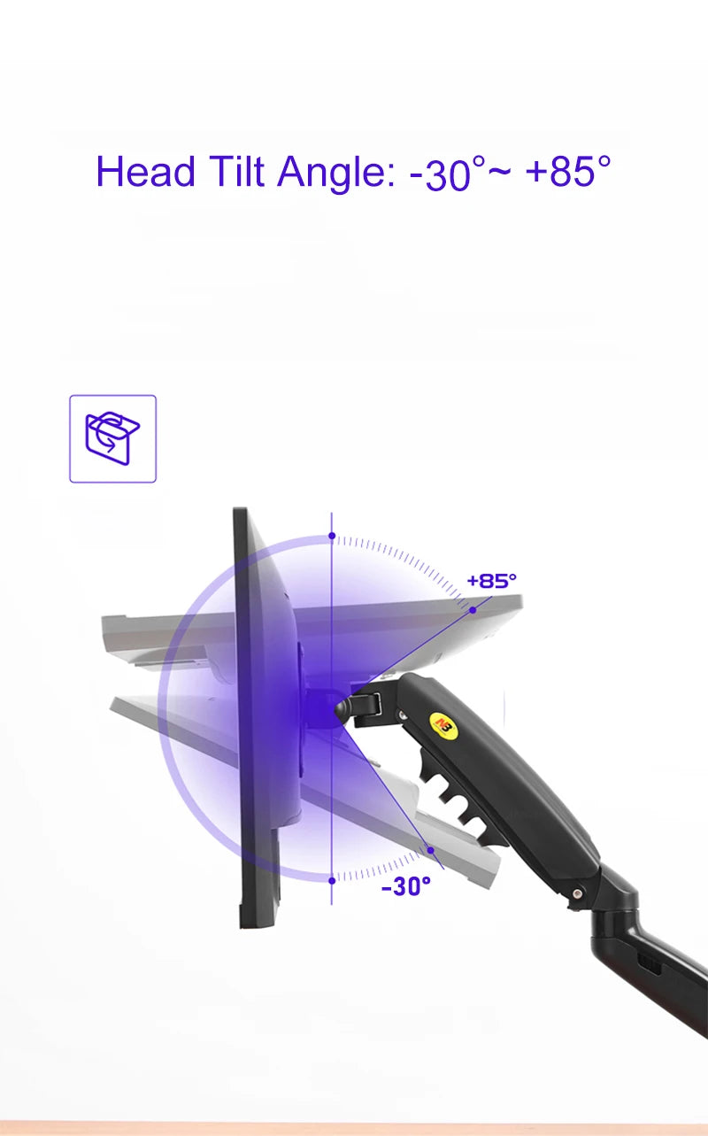 NB F80 Desktop Gas Spring 17-30" LCD LED Monitor Holder Mount Arm Full Motion Display Stand Loading 2-9 Kgs