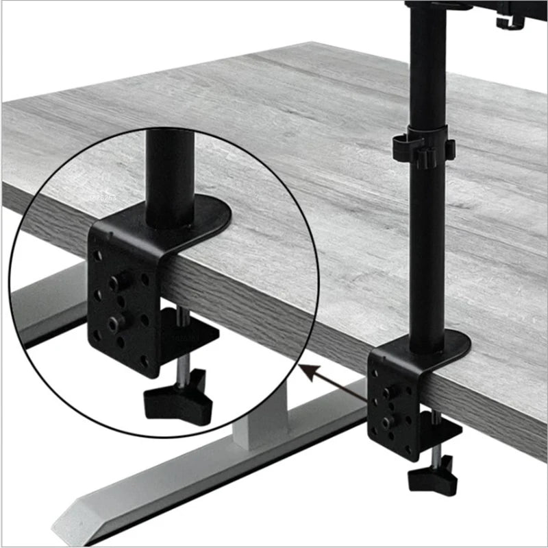 M076 Dual LCD Monitor Desk Mount Fully Adjust Stand with Extra Laptop Tray for Laptop Notebook up to 17" and Screen up to 32"