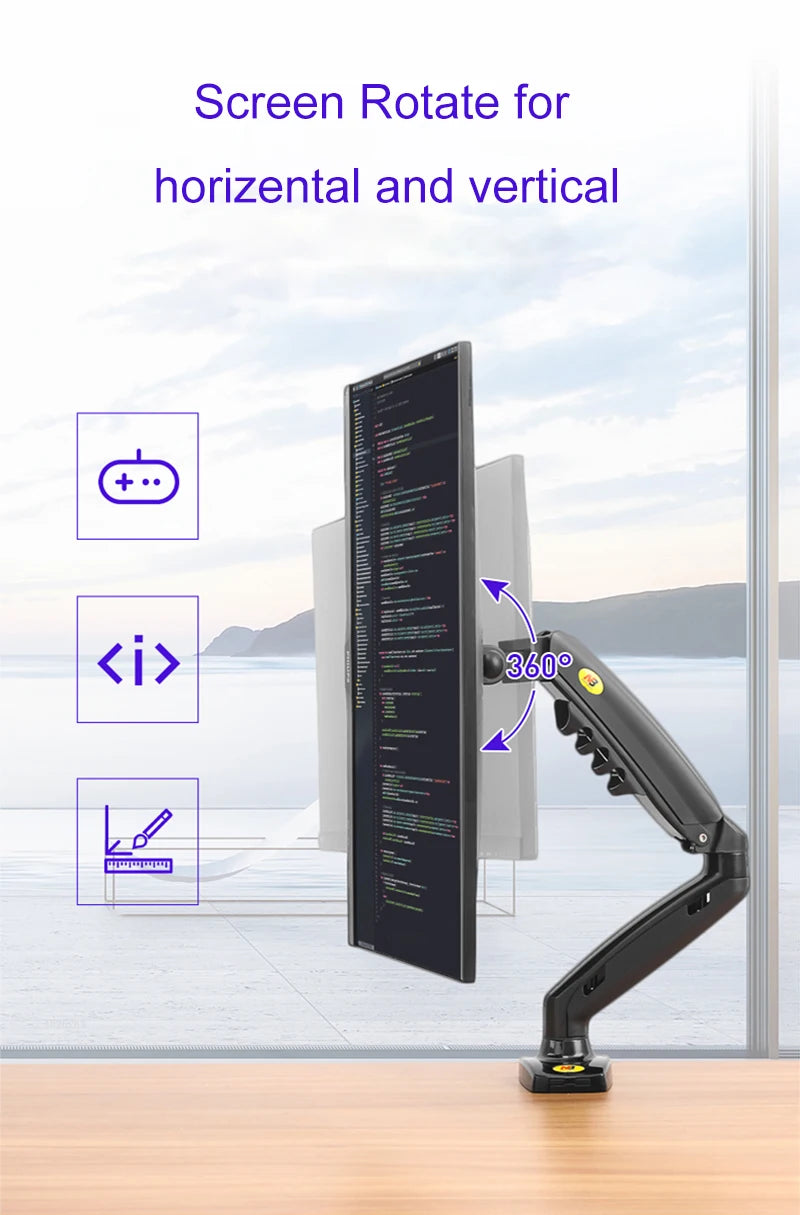 NB F80 Desktop Gas Spring 17-30" LCD LED Monitor Holder Mount Arm Full Motion Display Stand Loading 2-9 Kgs