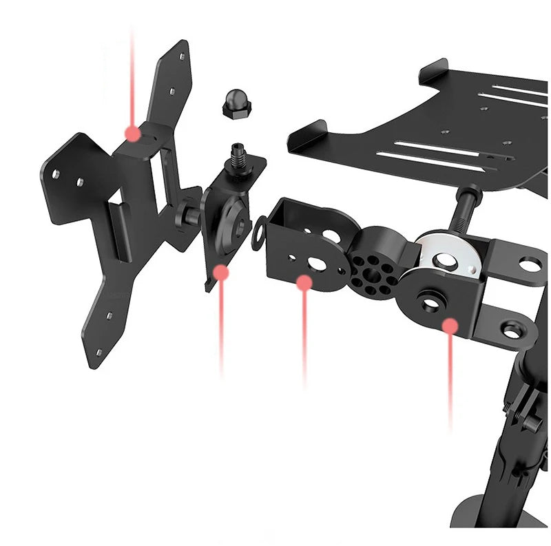 M076 Dual LCD Monitor Desk Mount Fully Adjust Stand with Extra Laptop Tray for Laptop Notebook up to 17" and Screen up to 32"