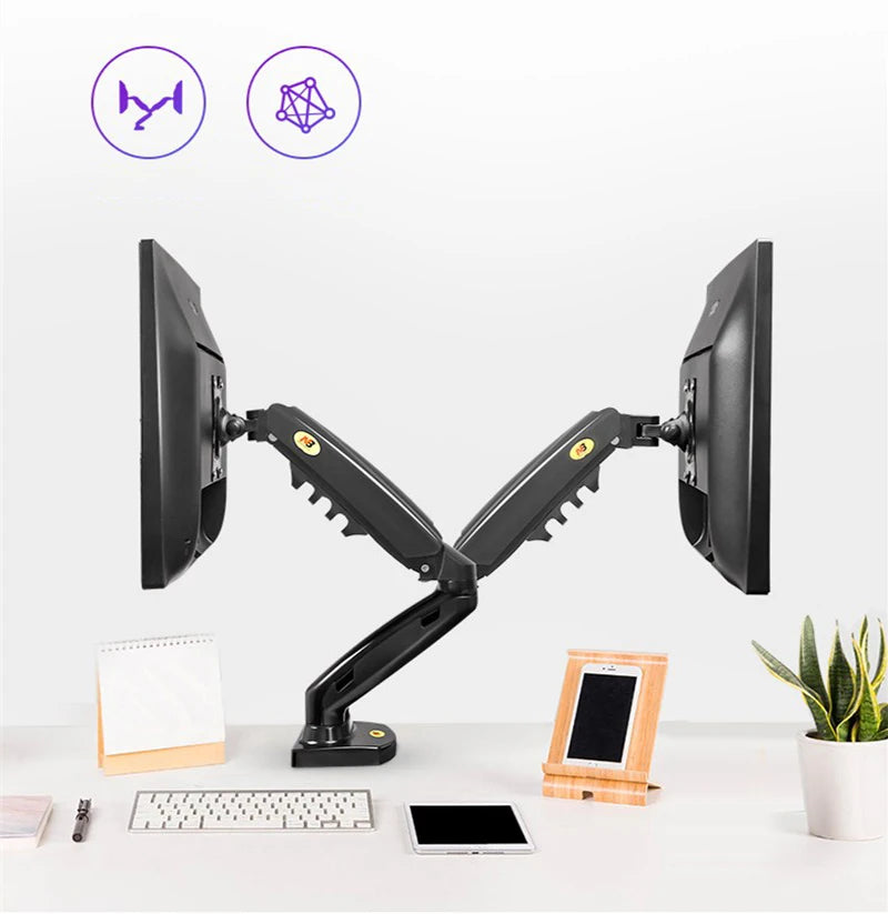 NB F160  Holder Full Motion Dual Arm Monitor Support 17-30 Inch  Mount Bracket Load 2-9 Kgs Each
