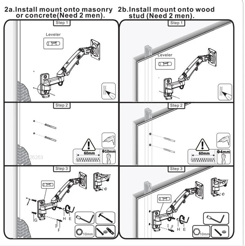 New NB F150 Gas Spring 24-35 inch LED TV Wall Mount Monitor Holder Ergonomic Mount Arm Max. VESA 100*100mm Loading 3-12kgs