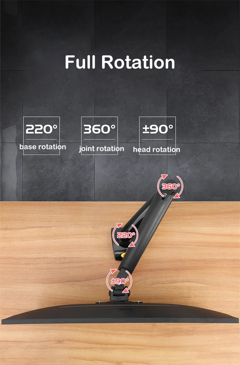 NB F80 Desktop Gas Spring 17-30" LCD LED Monitor Holder Mount Arm Full Motion Display Stand Loading 2-9 Kgs