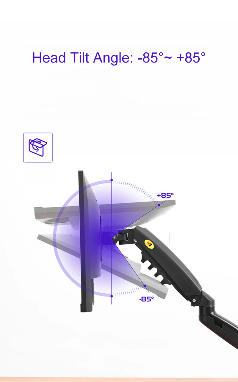 NORTH BAYOU F80 Gas Spring 17-30 inch Desktop LED LCD Monitor Mount Holder Arm Ergonomic Gas Strut Flexi Mount Load 2~9kgs