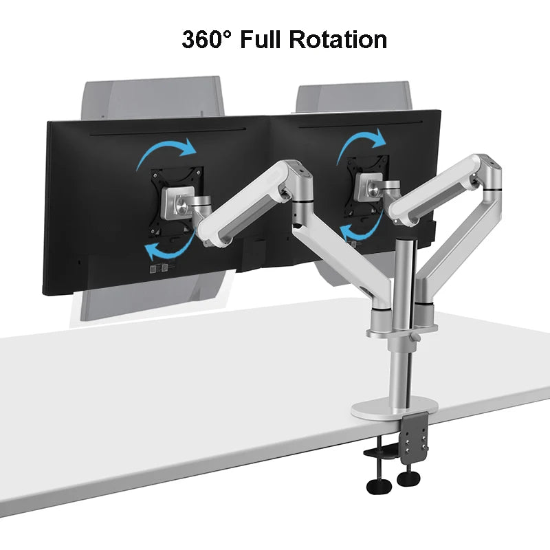 Hyvarwey OL-2Z Desktop 17-32 inch Dual Monitor Mount Arm Full Motion Aluminum Monitor Holder Gas Spring Arm Load 2-8kgs Each
