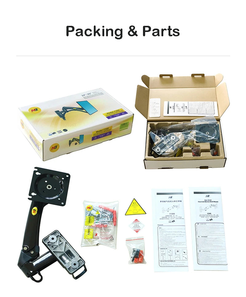 New NB F150 Gas Spring 24-35 inch LED TV Wall Mount Monitor Holder Ergonomic Mount Arm Max. VESA 100*100mm Loading 3-12kgs