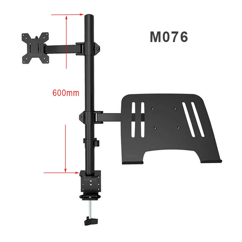 M076 Dual LCD Monitor Desk Mount Fully Adjust Stand with Extra Laptop Tray for Laptop Notebook up to 17" and Screen up to 32"