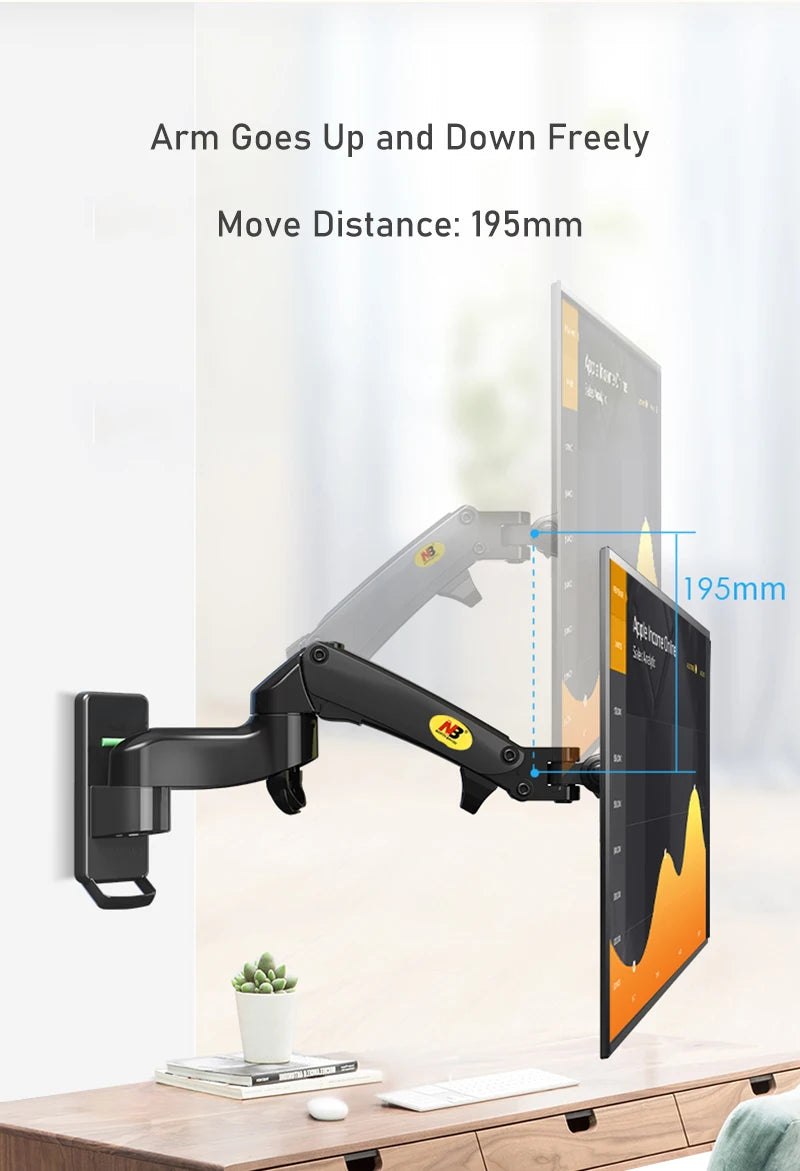 New NB F150 Gas Spring 24-35 inch LED TV Wall Mount Monitor Holder Ergonomic Mount Arm Max. VESA 100*100mm Loading 3-12kgs