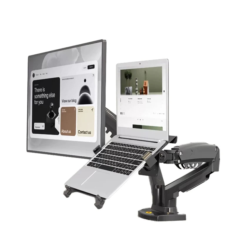 Desktop NB F160 + FP-2 Gas Spring Dual Arm for 17"-27" Monitor Holder + 10"-17" Laptop Support Air Press Mount Stand Load 2-9kg