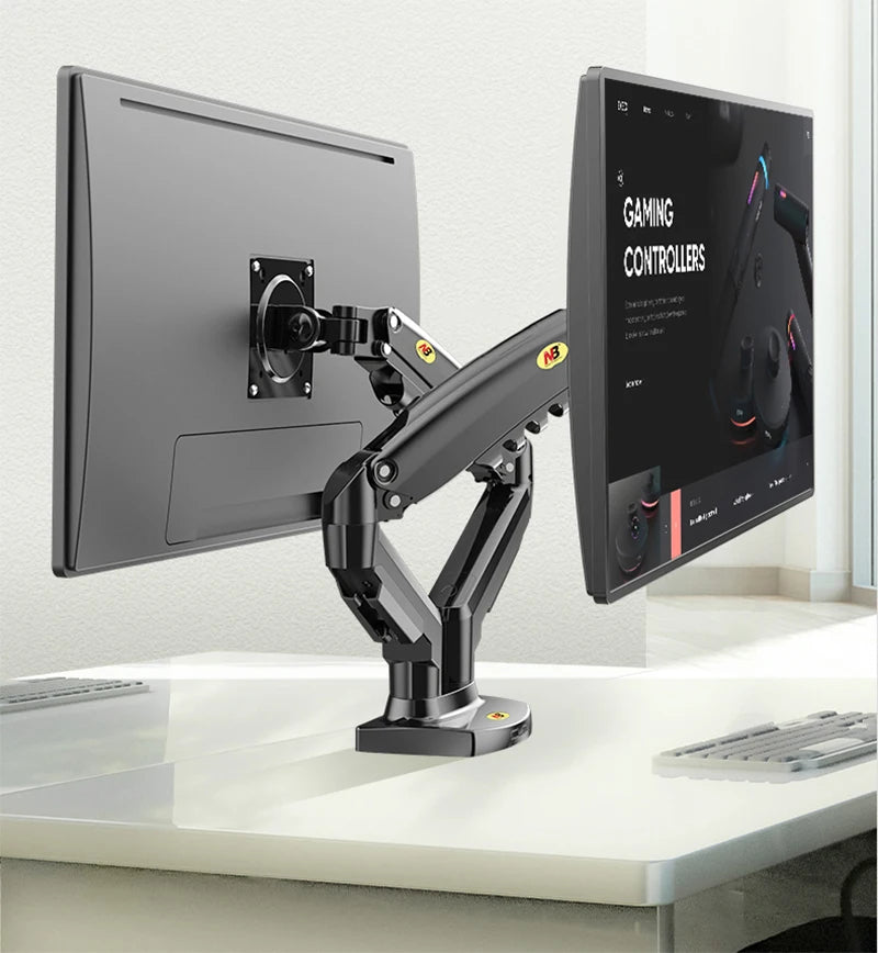 Desktop NB F160 + FP-2 Gas Spring Dual Arm for 17"-27" Monitor Holder + 10"-17" Laptop Support Air Press Mount Stand Load 2-9kg