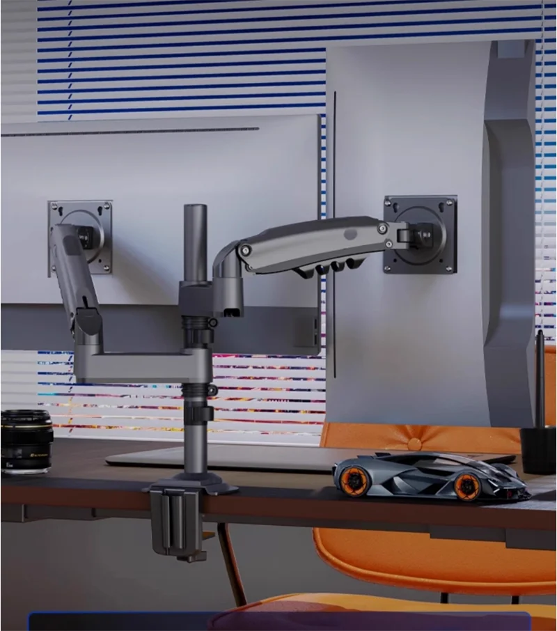 NB H180 Double monitor desk Holder Arm Gas Spring Full Motion 17"-27" LCD TV Mount ergonomic dual arm clamp bracket 2-9kgs each