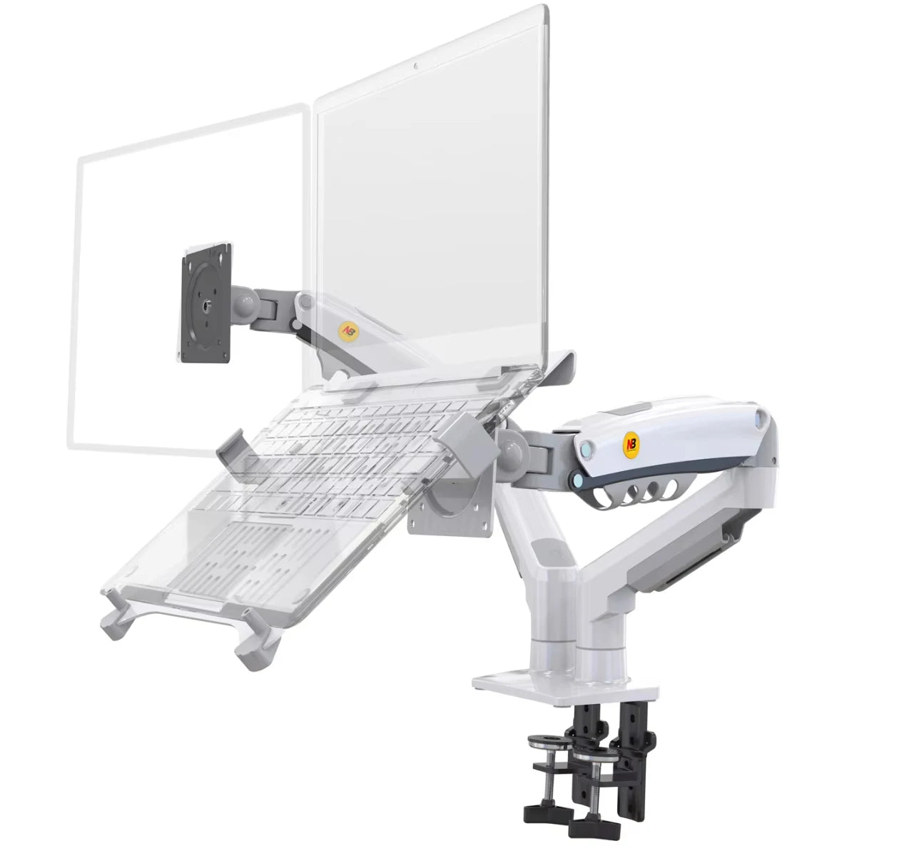 Desktop NB F160 + FP-2 Gas Spring Dual Arm for 17"-27" Monitor Holder + 10"-17" Laptop Support Air Press Mount Stand Load 2-9kg