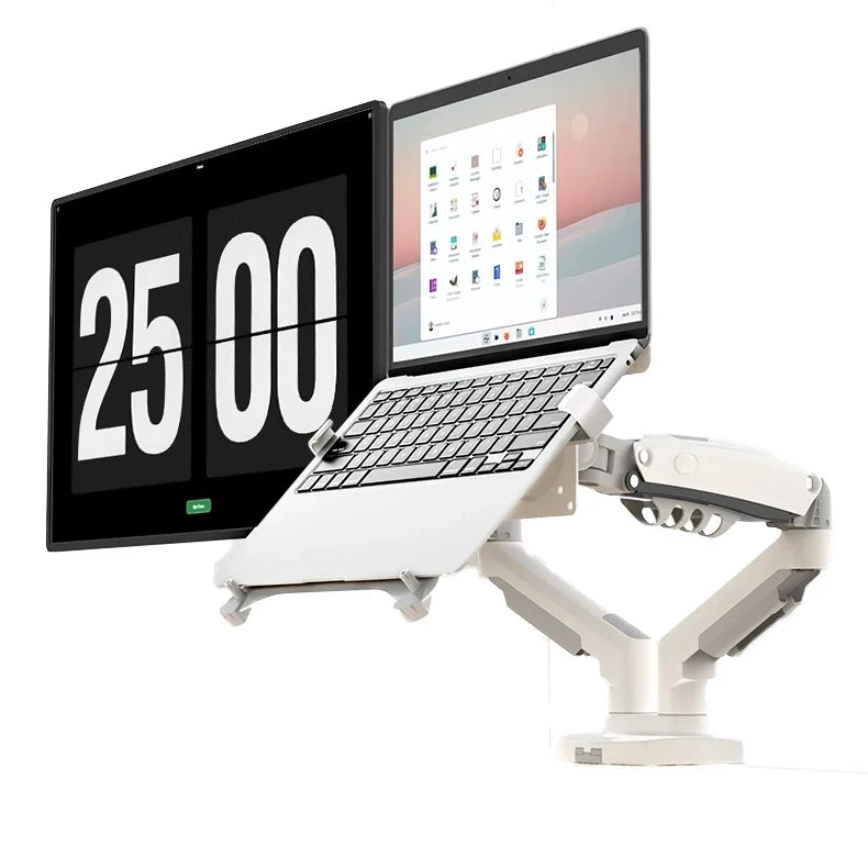 Desktop NB F160 + FP-2 Gas Spring Dual Arm for 17"-27" Monitor Holder + 10"-17" Laptop Support Air Press Mount Stand Load 2-9kg