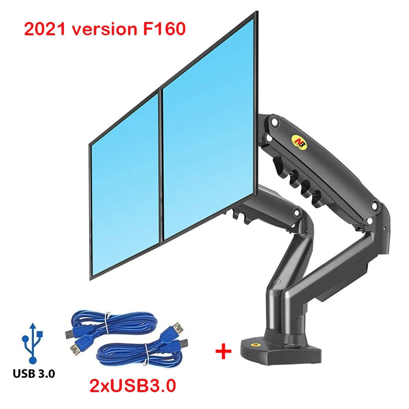 White Color Dual Arm Monitor Support 17-30 Inch  Mount Bracket Holder Load 2-9 Kgs Each NB F160