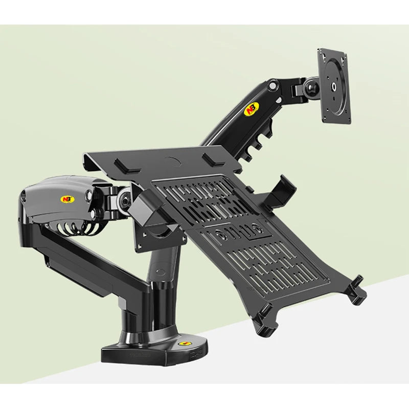 Desktop NB F160 + FP-2 Gas Spring Dual Arm for 17"-27" Monitor Holder + 10"-17" Laptop Support Air Press Mount Stand Load 2-9kg