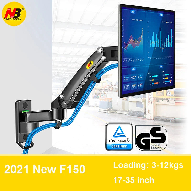 New NB F150 Gas Spring 24-35 inch LED TV Wall Mount Monitor Holder Ergonomic Mount Arm Max. VESA 100*100mm Loading 3-12kgs