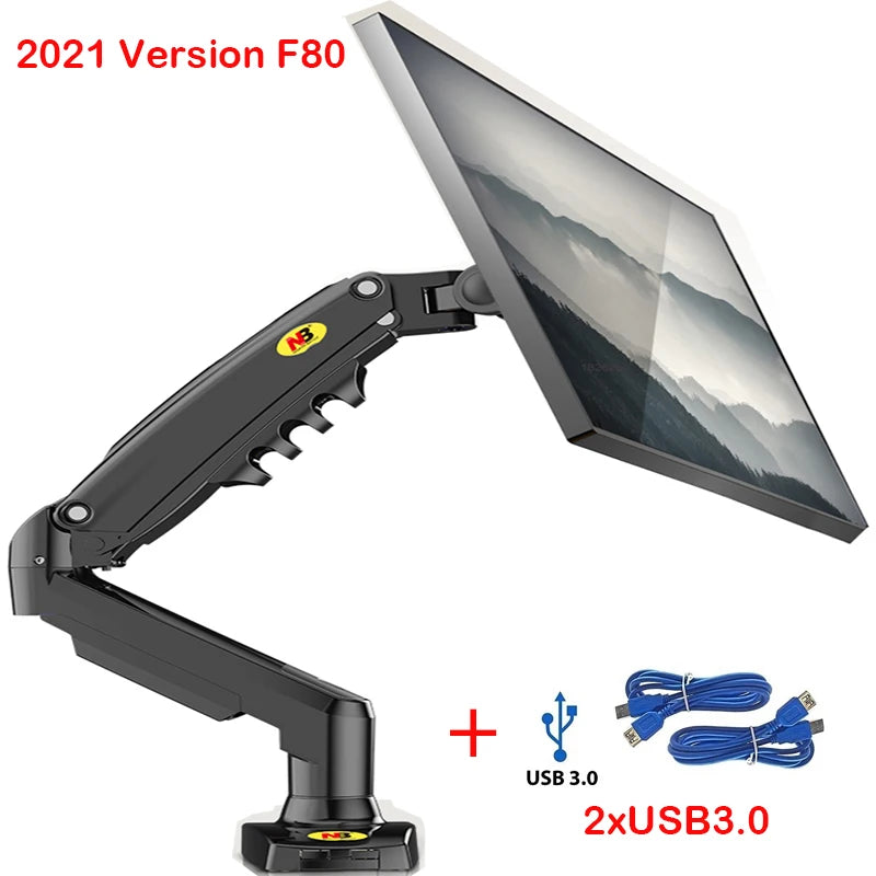 NORTH BAYOU F80 Gas Spring 17-30 inch Desktop LED LCD Monitor Mount Holder Arm Ergonomic Gas Strut Flexi Mount Load 2~9kgs